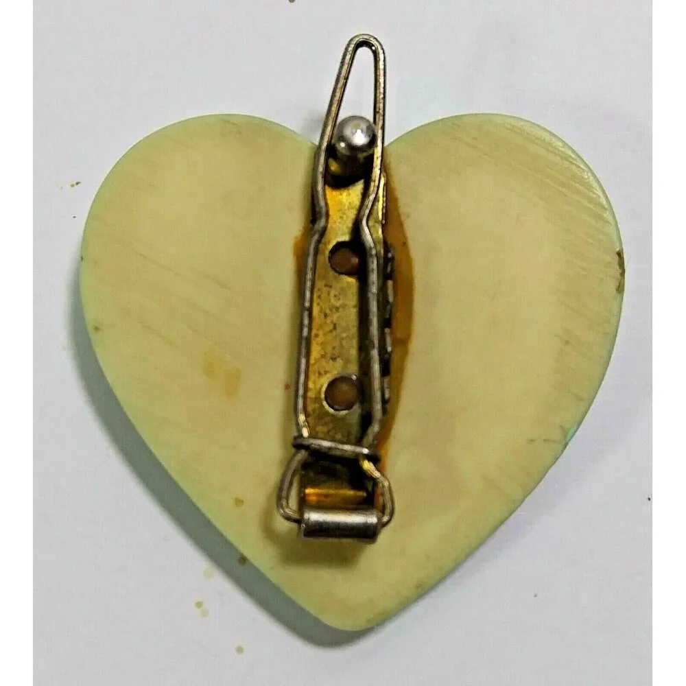Vintage Heart Shaped Hair Barrette 1in Girls Toddlers Clip Polka Dot 1980s